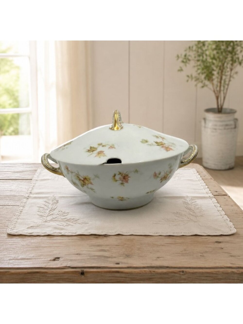 Haviland Limoges Autumn Leaf Covered Vegetable Serving Bowl France Vintage-AS IS